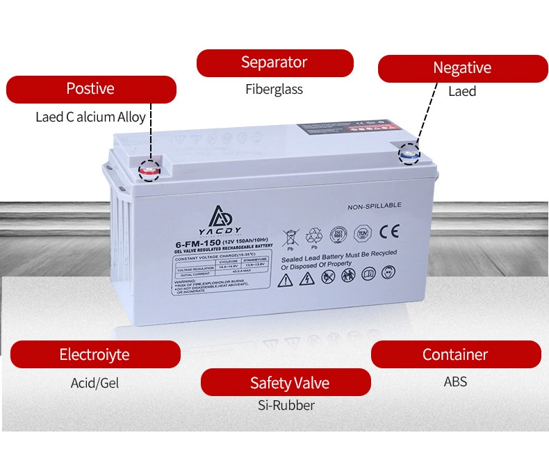 12V150ah AGM Gel Deep Cycle Solar UPS Storage Rechargeable Battery for Solar System